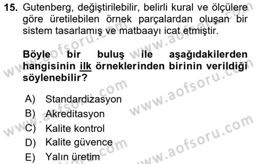 CBS Standartları ve Temel Mevzuat Dersi 2023 - 2024 Yılı (Final) Dönem Sonu Sınav Soruları 15. Soru