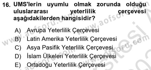 CBS Standartları ve Temel Mevzuat Dersi 2023 - 2024 Yılı (Final) Dönem Sonu Sınav Soruları 16. Soru