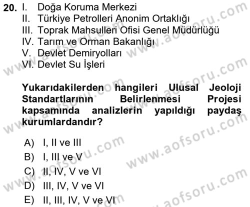 CBS Standartları ve Temel Mevzuat Dersi 2023 - 2024 Yılı (Final) Dönem Sonu Sınav Soruları 20. Soru