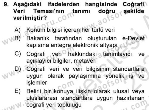 CBS Standartları ve Temel Mevzuat Dersi 2023 - 2024 Yılı (Final) Dönem Sonu Sınav Soruları 9. Soru