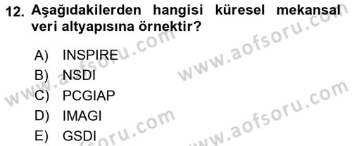 CBS Standartları ve Temel Mevzuat Dersi 2023 - 2024 Yılı Yaz Okulu Sınav Soruları 12. Soru