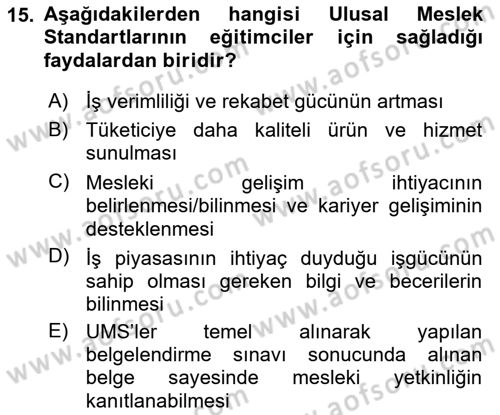 CBS Standartları ve Temel Mevzuat Dersi 2023 - 2024 Yılı Yaz Okulu Sınav Soruları 15. Soru