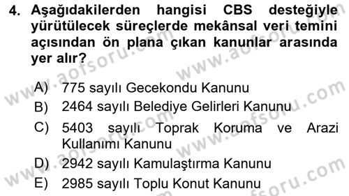 CBS Standartları ve Temel Mevzuat Dersi 2023 - 2024 Yılı Yaz Okulu Sınav Soruları 4. Soru