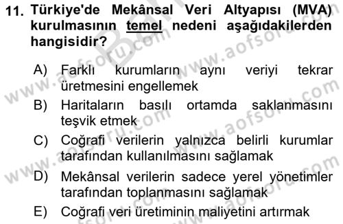 CBS Standartları ve Temel Mevzuat Dersi 2024 - 2025 Yılı (Final) Dönem Sonu Sınav Soruları 11. Soru