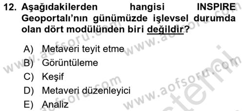 CBS Standartları ve Temel Mevzuat Dersi 2024 - 2025 Yılı (Final) Dönem Sonu Sınav Soruları 12. Soru