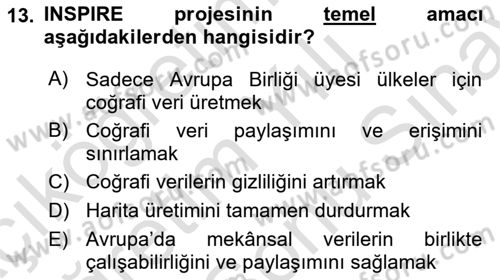 CBS Standartları ve Temel Mevzuat Dersi 2024 - 2025 Yılı (Final) Dönem Sonu Sınav Soruları 13. Soru