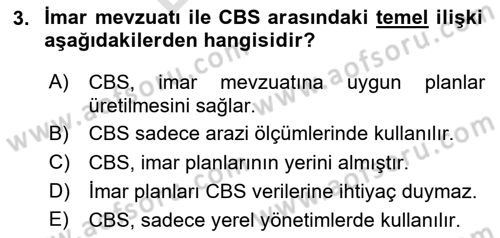 CBS Standartları ve Temel Mevzuat Dersi 2024 - 2025 Yılı (Final) Dönem Sonu Sınav Soruları 3. Soru