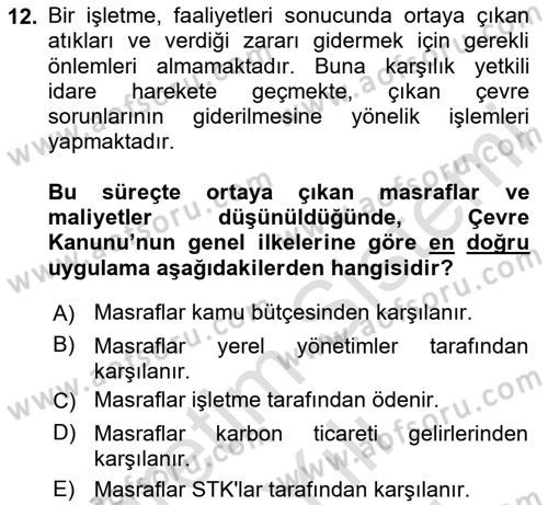 CBS Standartları ve Temel Mevzuat Dersi 2025 - 2026 Yılı (Vize) Ara Sınav Soruları 12. Soru