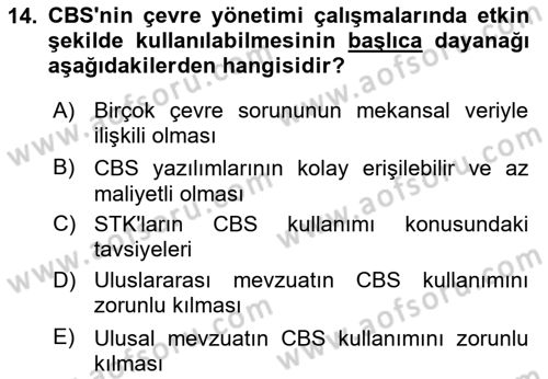 CBS Standartları ve Temel Mevzuat Dersi 2025 - 2026 Yılı (Vize) Ara Sınav Soruları 14. Soru