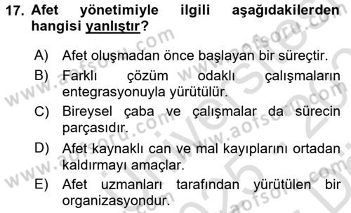 CBS Standartları ve Temel Mevzuat Dersi 2025 - 2026 Yılı (Vize) Ara Sınav Soruları 17. Soru