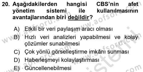 CBS Standartları ve Temel Mevzuat Dersi 2025 - 2026 Yılı (Vize) Ara Sınav Soruları 20. Soru