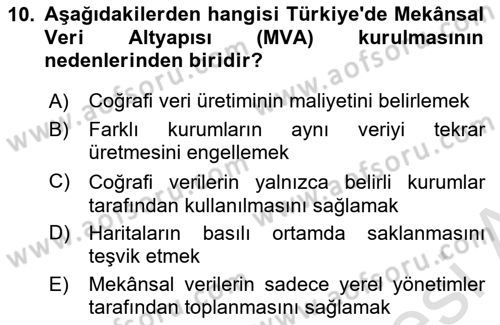 CBS Standartları ve Temel Mevzuat Dersi 2025 - 2026 Yılı (Final) Dönem Sonu Sınav Soruları 10. Soru