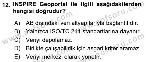 CBS Standartları ve Temel Mevzuat Dersi 2025 - 2026 Yılı (Final) Dönem Sonu Sınav Soruları 12. Soru
