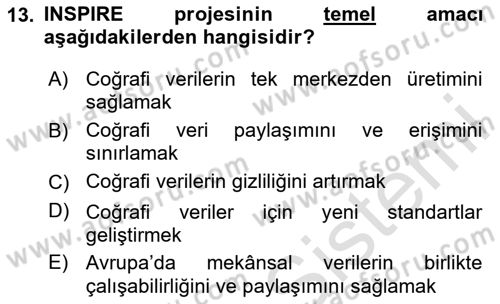 CBS Standartları ve Temel Mevzuat Dersi 2025 - 2026 Yılı (Final) Dönem Sonu Sınav Soruları 13. Soru