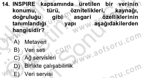 CBS Standartları ve Temel Mevzuat Dersi 2025 - 2026 Yılı (Final) Dönem Sonu Sınav Soruları 14. Soru