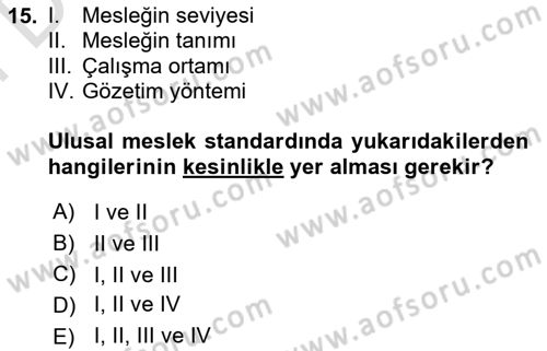 CBS Standartları ve Temel Mevzuat Dersi 2025 - 2026 Yılı (Final) Dönem Sonu Sınav Soruları 15. Soru