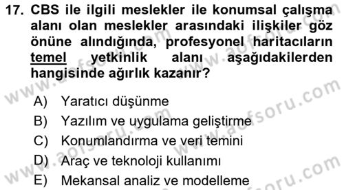 CBS Standartları ve Temel Mevzuat Dersi 2025 - 2026 Yılı (Final) Dönem Sonu Sınav Soruları 17. Soru