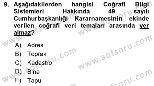 CBS Standartları ve Temel Mevzuat Dersi 2025 - 2026 Yılı (Final) Dönem Sonu Sınav Soruları 9. Soru