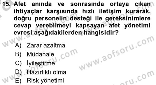 Coğrafi Bilgi Sistemleri Standartları ve Temel Mevzuat Dersi 2016 - 2017 Yılı (Vize) Ara Sınavı 15. Soru