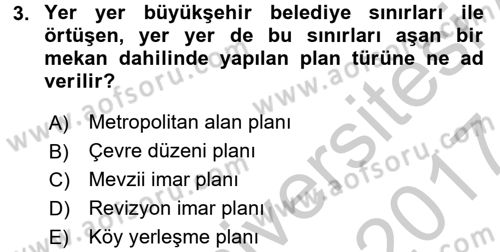 Coğrafi Bilgi Sistemleri Standartları ve Temel Mevzuat Dersi 2016 - 2017 Yılı (Vize) Ara Sınavı 3. Soru