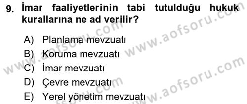 Coğrafi Bilgi Sistemleri Standartları ve Temel Mevzuat Dersi 2016 - 2017 Yılı (Vize) Ara Sınavı 9. Soru