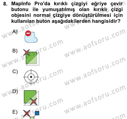 Coğrafi Bilgi Sistemleri Yazılımı Dersi 2020 - 2021 Yılı Yaz Okulu Sınav Soruları 8. Soru