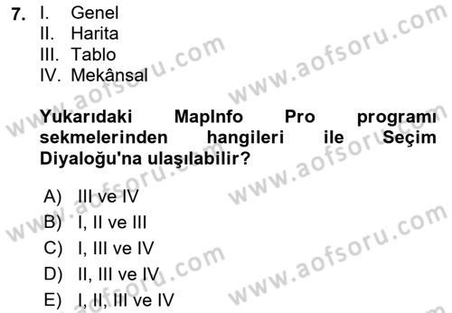 Coğrafi Bilgi Sistemleri Yazılımı Dersi 2021 - 2022 Yılı (Final) Dönem Sonu Sınav Soruları 7. Soru