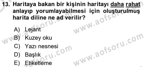 Coğrafi Bilgi Sistemleri Yazılımı Dersi 2022 - 2023 Yılı Yaz Okulu Sınav Soruları 13. Soru
