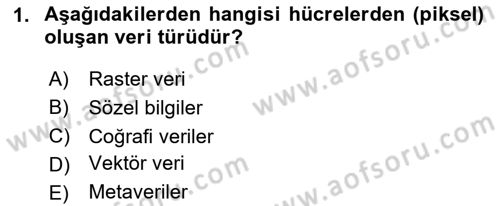 Coğrafi Bilgi Sistemleri Yazılımı Dersi 2023 - 2024 Yılı (Vize) Ara Sınav Soruları 1. Soru