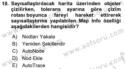 Coğrafi Bilgi Sistemleri Yazılımı Dersi 2023 - 2024 Yılı (Vize) Ara Sınav Soruları 10. Soru