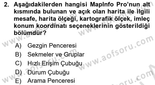 Coğrafi Bilgi Sistemleri Yazılımı Dersi 2023 - 2024 Yılı (Vize) Ara Sınav Soruları 2. Soru