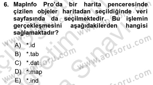 Coğrafi Bilgi Sistemleri Yazılımı Dersi 2023 - 2024 Yılı (Vize) Ara Sınav Soruları 6. Soru