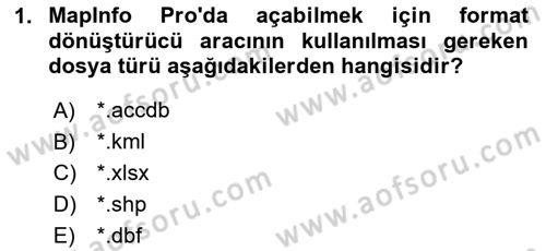 Coğrafi Bilgi Sistemleri Yazılımı Dersi 2023 - 2024 Yılı (Final) Dönem Sonu Sınav Soruları 1. Soru