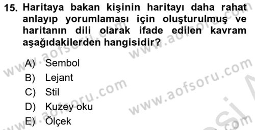 Coğrafi Bilgi Sistemleri Yazılımı Dersi 2023 - 2024 Yılı (Final) Dönem Sonu Sınav Soruları 15. Soru