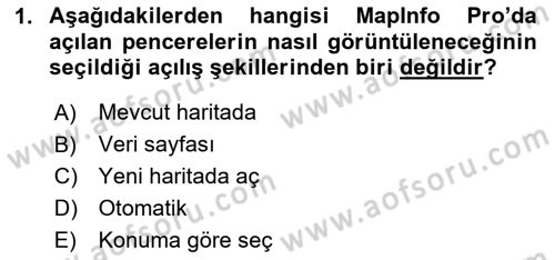 Coğrafi Bilgi Sistemleri Yazılımı Dersi 2023 - 2024 Yılı Yaz Okulu Sınav Soruları 1. Soru