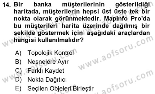 Coğrafi Bilgi Sistemleri Yazılımı Dersi 2024 - 2025 Yılı (Vize) Ara Sınav Soruları 14. Soru
