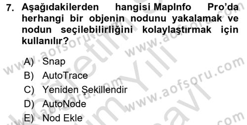 Coğrafi Bilgi Sistemleri Yazılımı Dersi 2024 - 2025 Yılı (Vize) Ara Sınav Soruları 7. Soru