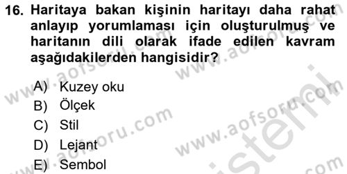Coğrafi Bilgi Sistemleri Yazılımı Dersi 2024 - 2025 Yılı (Final) Dönem Sonu Sınav Soruları 16. Soru