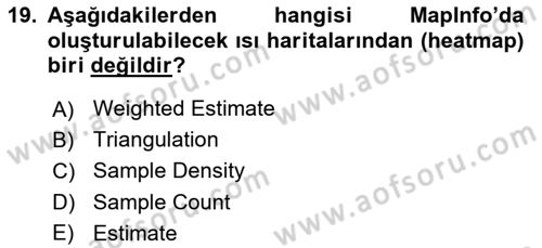 Coğrafi Bilgi Sistemleri Yazılımı Dersi 2024 - 2025 Yılı (Final) Dönem Sonu Sınav Soruları 19. Soru