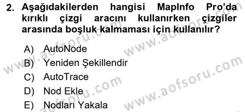 Coğrafi Bilgi Sistemleri Yazılımı Dersi 2024 - 2025 Yılı (Final) Dönem Sonu Sınav Soruları 2. Soru