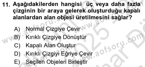 Coğrafi Bilgi Sistemleri Yazılımı Dersi 2025 - 2026 Yılı (Vize) Ara Sınav Soruları 11. Soru