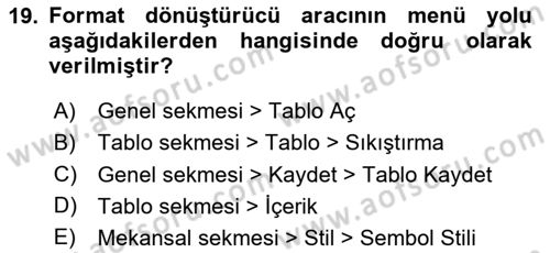 Coğrafi Bilgi Sistemleri Yazılımı Dersi 2025 - 2026 Yılı (Vize) Ara Sınav Soruları 19. Soru