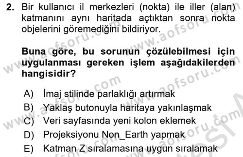 Coğrafi Bilgi Sistemleri Yazılımı Dersi 2025 - 2026 Yılı (Vize) Ara Sınav Soruları 2. Soru