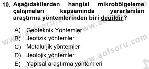 Coğrafi Bilgi Sistemlerinin Kullanım Alanları 1 Dersi 2020 - 2021 Yılı Yaz Okulu Sınav Soruları 10. Soru