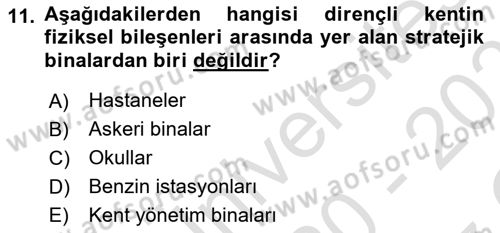 Coğrafi Bilgi Sistemlerinin Kullanım Alanları 1 Dersi 2020 - 2021 Yılı Yaz Okulu Sınav Soruları 11. Soru
