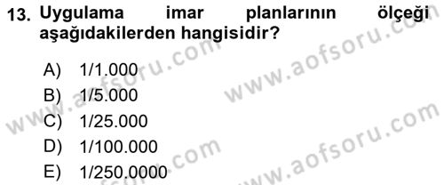 Coğrafi Bilgi Sistemlerinin Kullanım Alanları 1 Dersi 2020 - 2021 Yılı Yaz Okulu Sınav Soruları 13. Soru