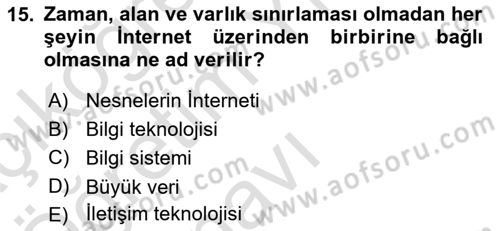 Coğrafi Bilgi Sistemlerinin Kullanım Alanları 1 Dersi 2020 - 2021 Yılı Yaz Okulu Sınav Soruları 15. Soru