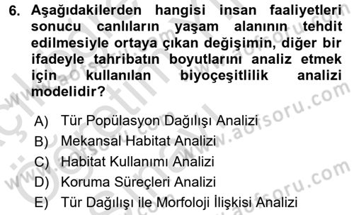 Coğrafi Bilgi Sistemlerinin Kullanım Alanları 1 Dersi 2020 - 2021 Yılı Yaz Okulu Sınav Soruları 6. Soru