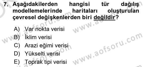 Coğrafi Bilgi Sistemlerinin Kullanım Alanları 1 Dersi 2020 - 2021 Yılı Yaz Okulu Sınav Soruları 7. Soru