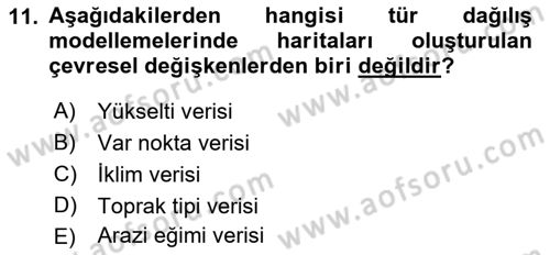Coğrafi Bilgi Sistemlerinin Kullanım Alanları 1 Dersi 2021 - 2022 Yılı (Vize) Ara Sınav Soruları 11. Soru